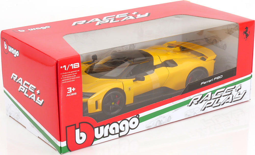 Bburago Race & Play 2024 Ferrari F80 Yellow (Giallo) 1:18