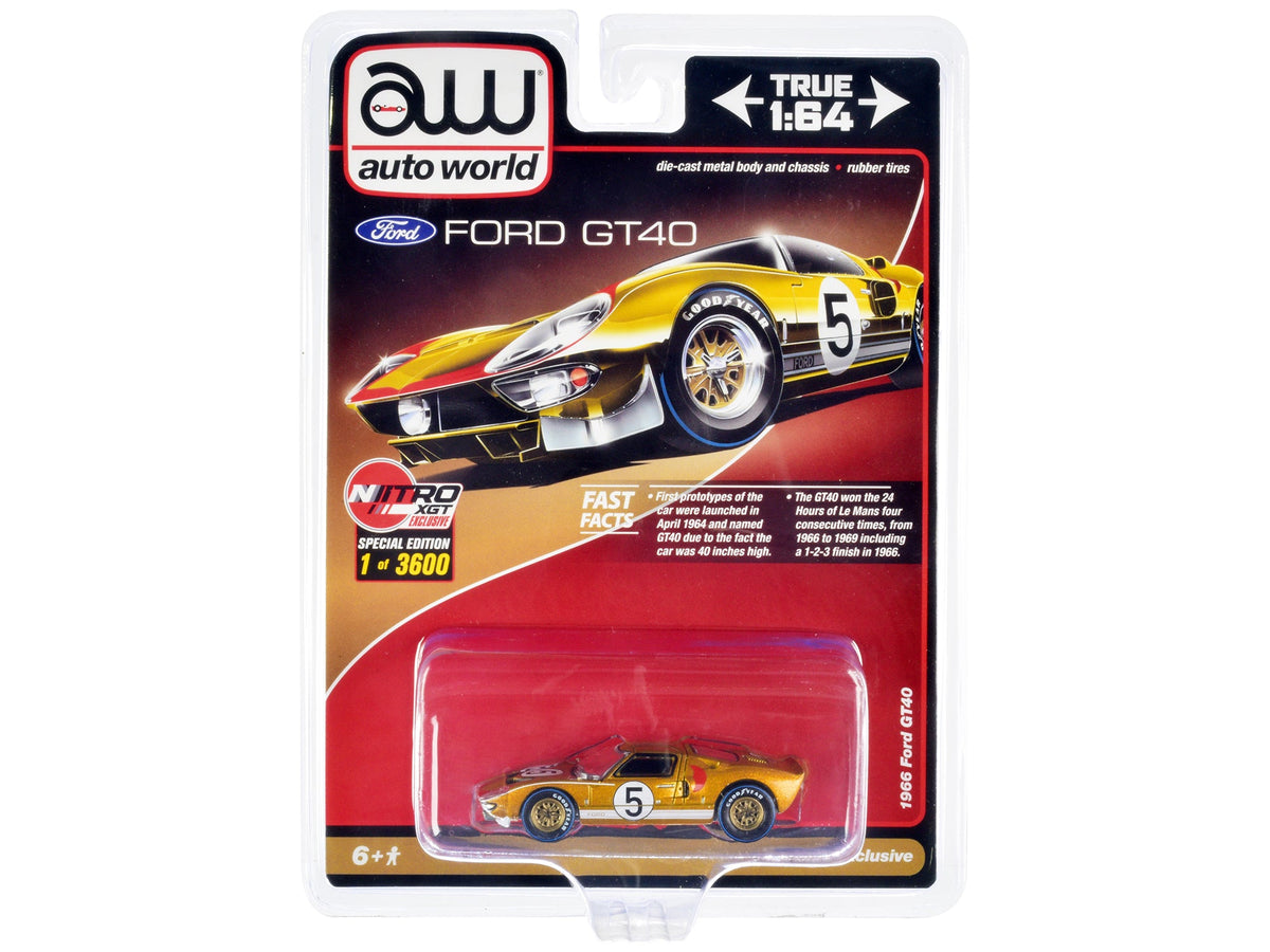 1966 Ford GT40 #5 Gold RHD 1:64 - Auto World