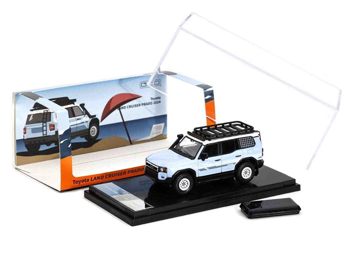 GCD Toyota Land Cruiser Prado 2024 Light Blue White Top 1:64