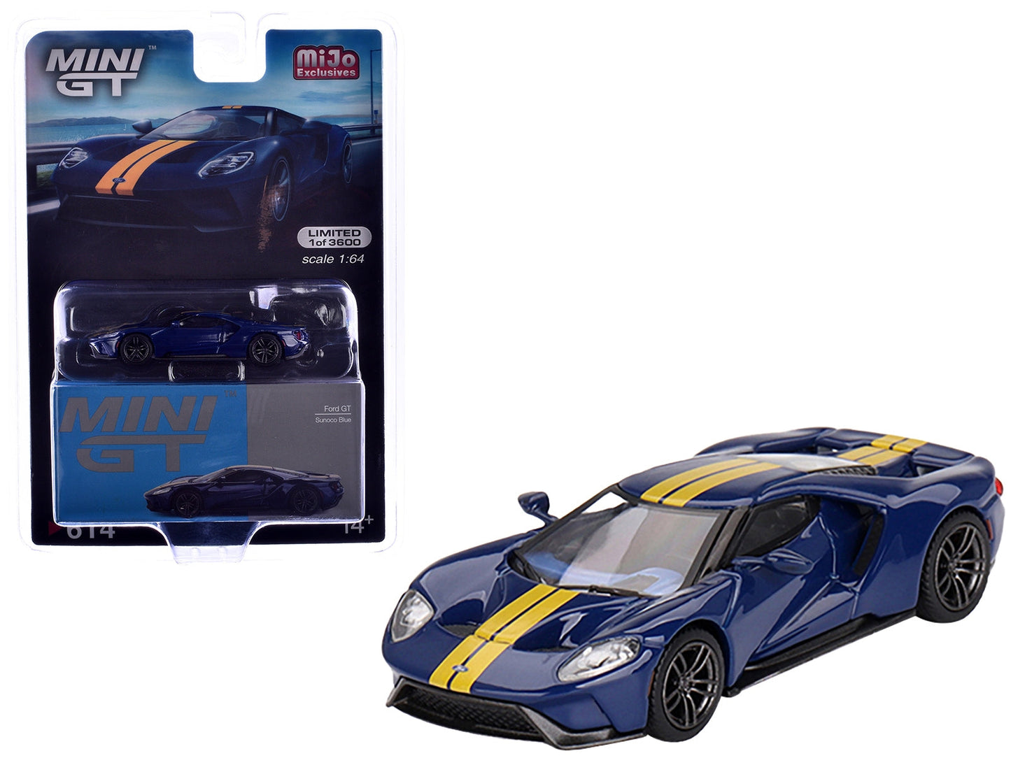 Mini GT Ford GT Sunoco Blue Yellow Stripes 1:64