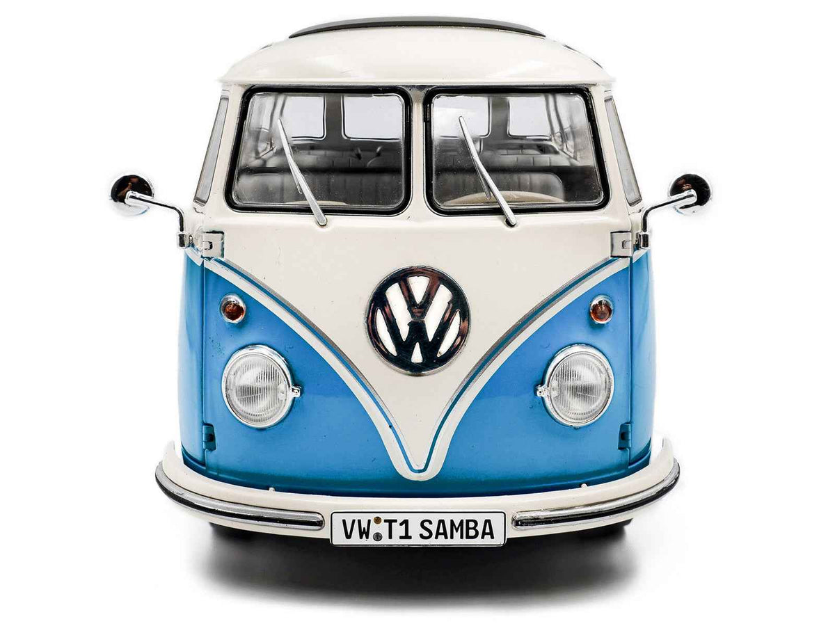 Solido 1962 Volkswagen T1 Samba Bus Baby Blue and White 1:18