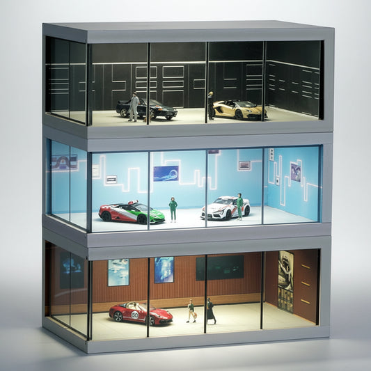 1:64 Acrylic Car Showroom Display Box | Garage Scene Storage for Hot Wheels & Diecast