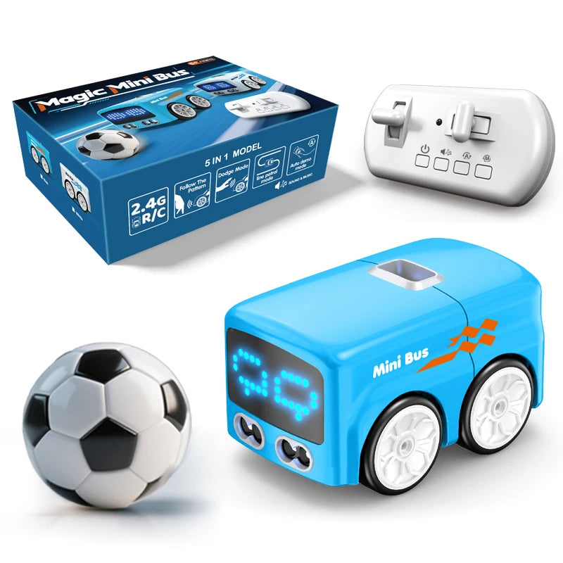Masaverse Magic RC Mini Bus | Gesture Control + Line Following Smart Toy Car with LED Expression Lights — 4 Play Modes