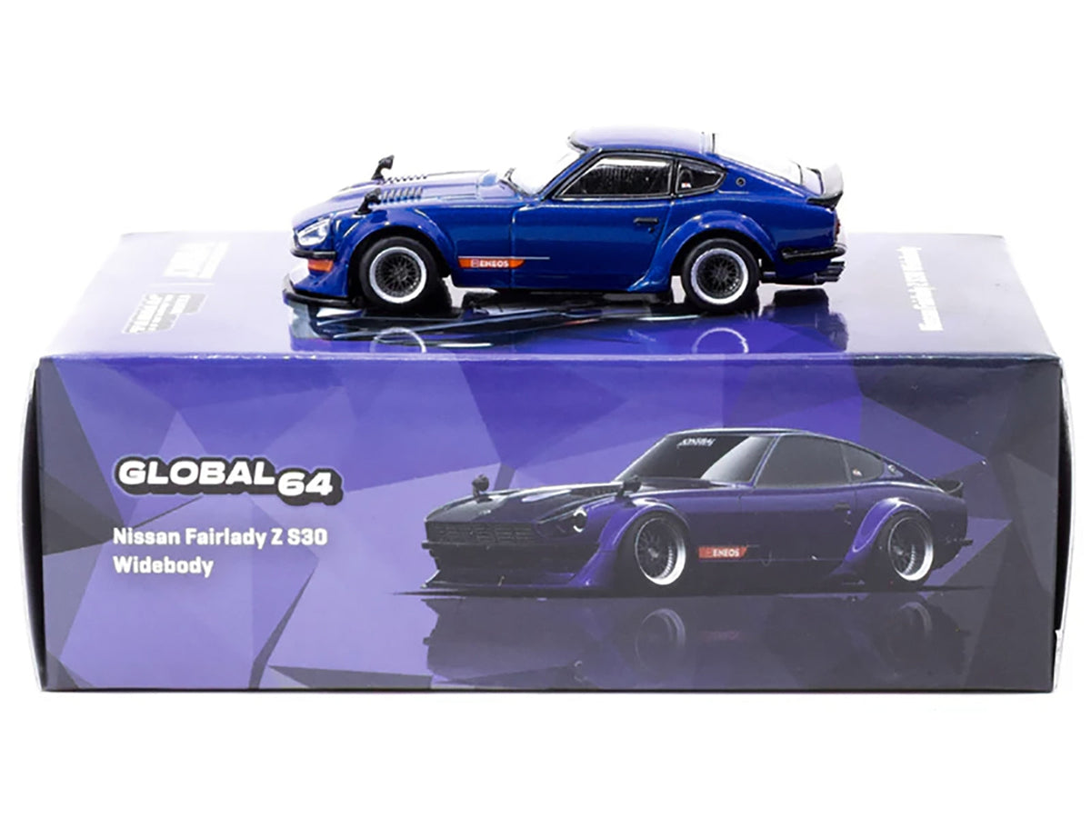 Tarmac Works Nissan Fairlady Z S30 Widebody Jon Sibal Blue Metallic 1:64