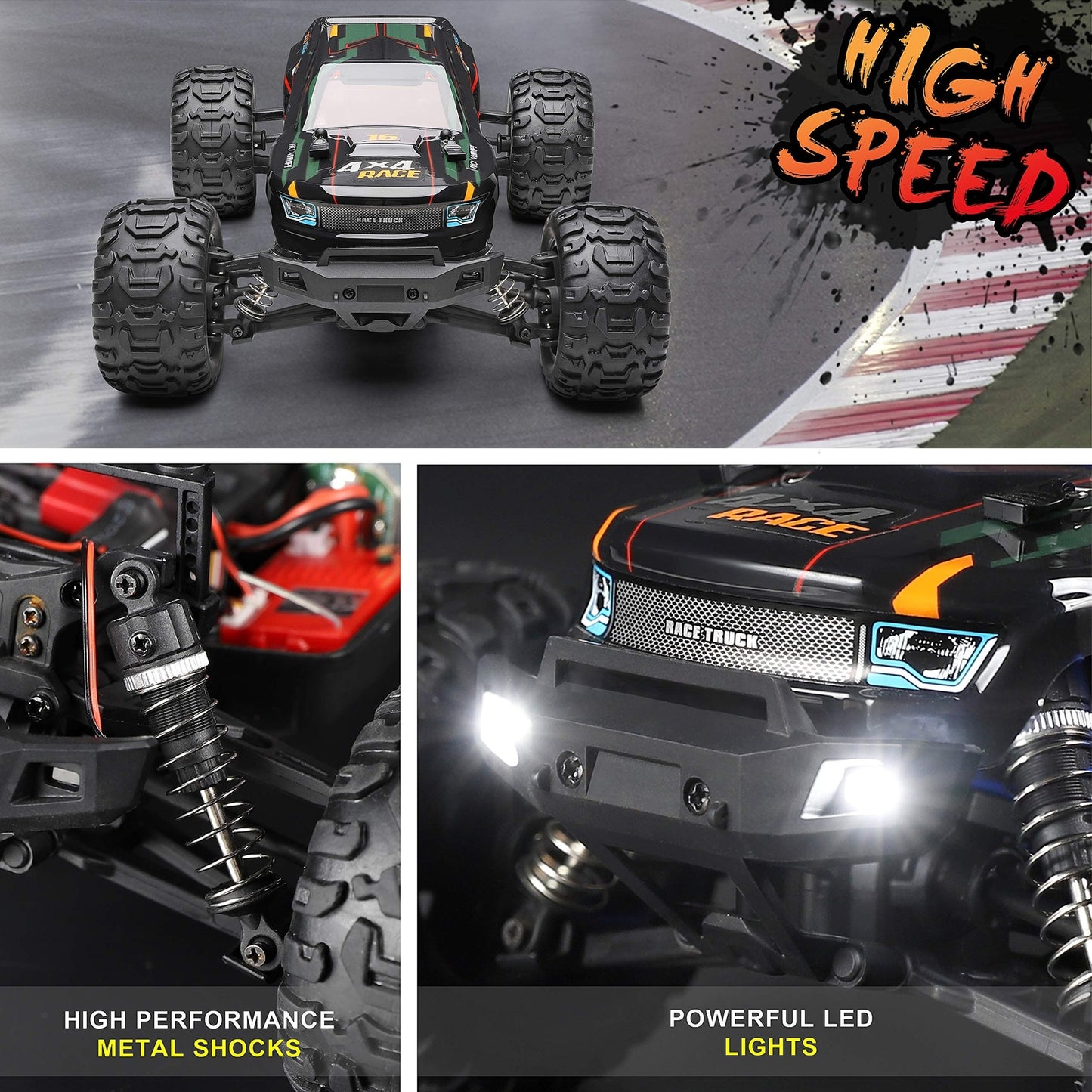 HAIBOXING Remote Control Car 16889, 1:16 Scale 2.4Ghz RC Cars 4X4 off Road Tr...