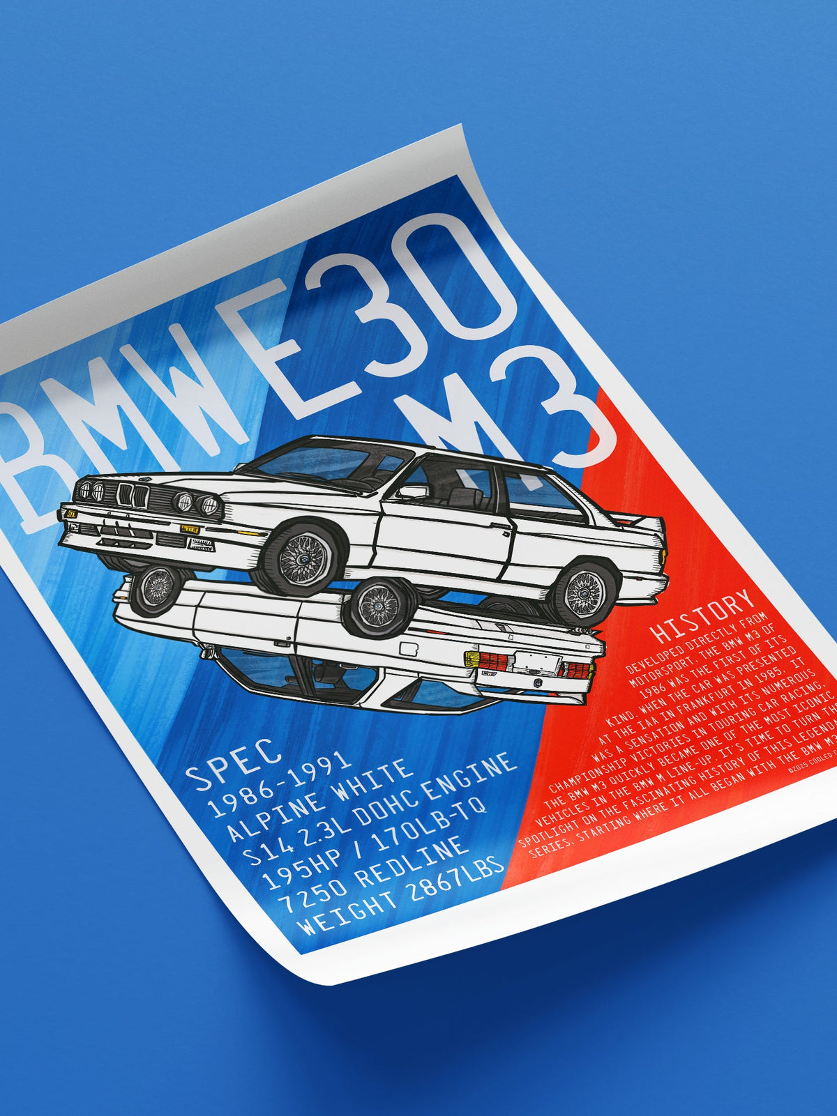 BMW E30 M3 Spec Poster