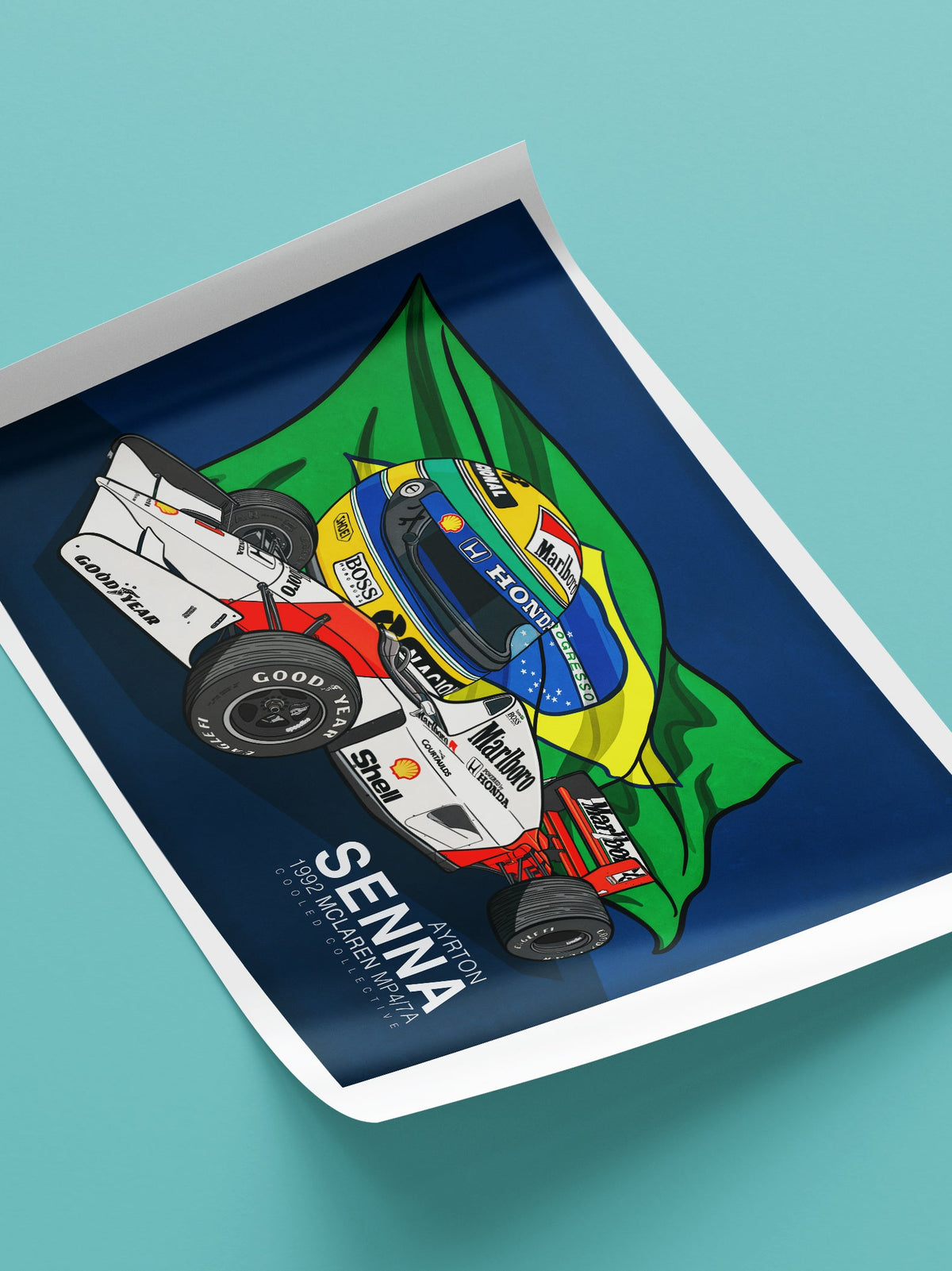 Ayrton Senna Formula 1 Brazilian Poster