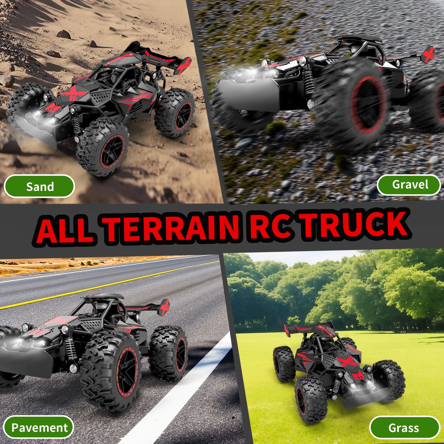 RC Cars Toys for Boys,15Mph High Speed Remote Control Cars with Headlight,Rc Truck off Road for Kid 6-12 Christmas Birthday Gifts