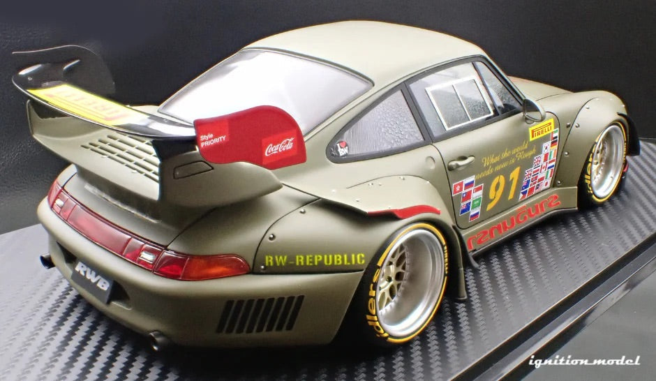 Ignition Model Porsche 993 RWB "Khaki" Matte Green 1:18
