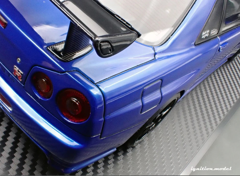 Ignition-Model Nissan Skyline GT-R R34 (BNR34) Top Secret 34GT-R RHD Blue Metallic 1:18