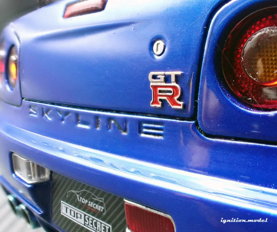 Ignition-Model Nissan Skyline GT-R R34 (BNR34) Top Secret 34GT-R RHD Blue Metallic 1:18