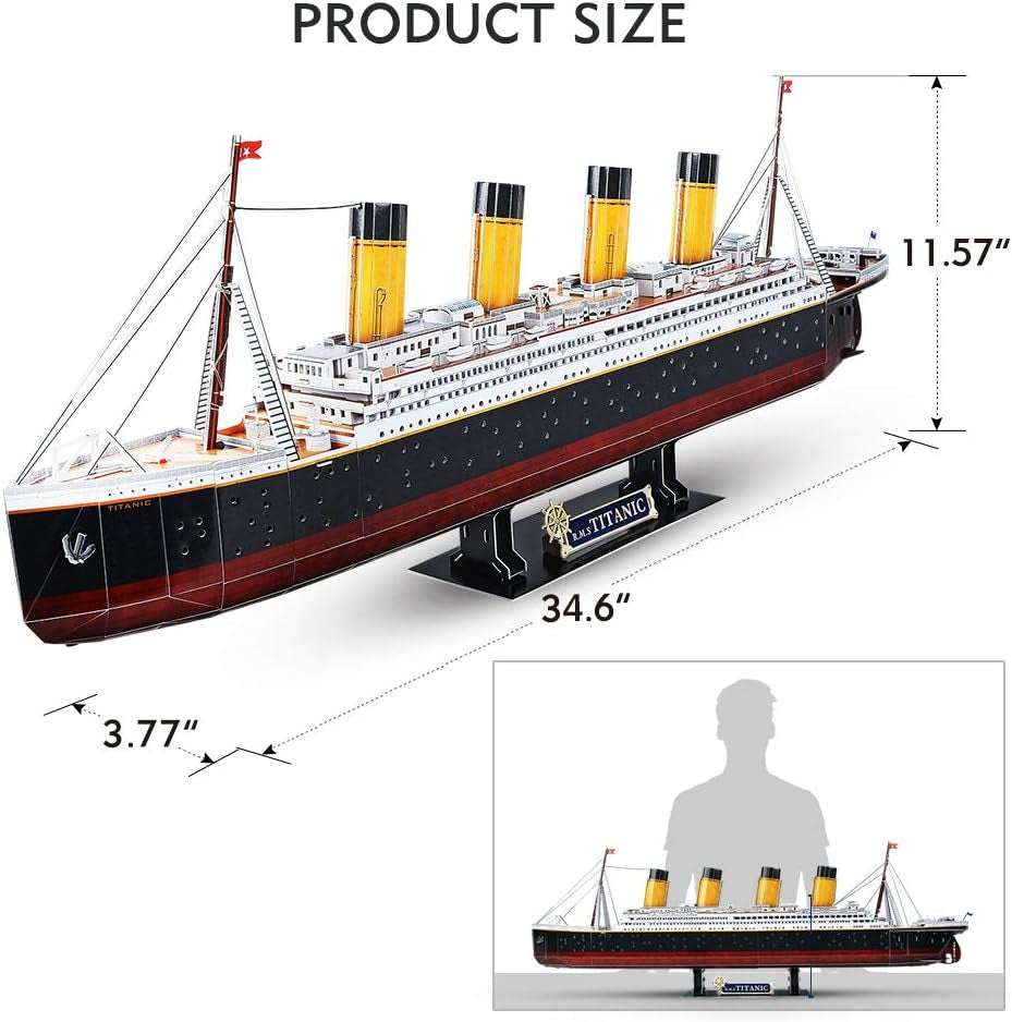Cubicfun Titanic 3D LED Puzzles for Adults 88 CM 266 Pieces,Titanic Toys for Teens, Home Decor Birthday Gifts Adults Gifts for Mom