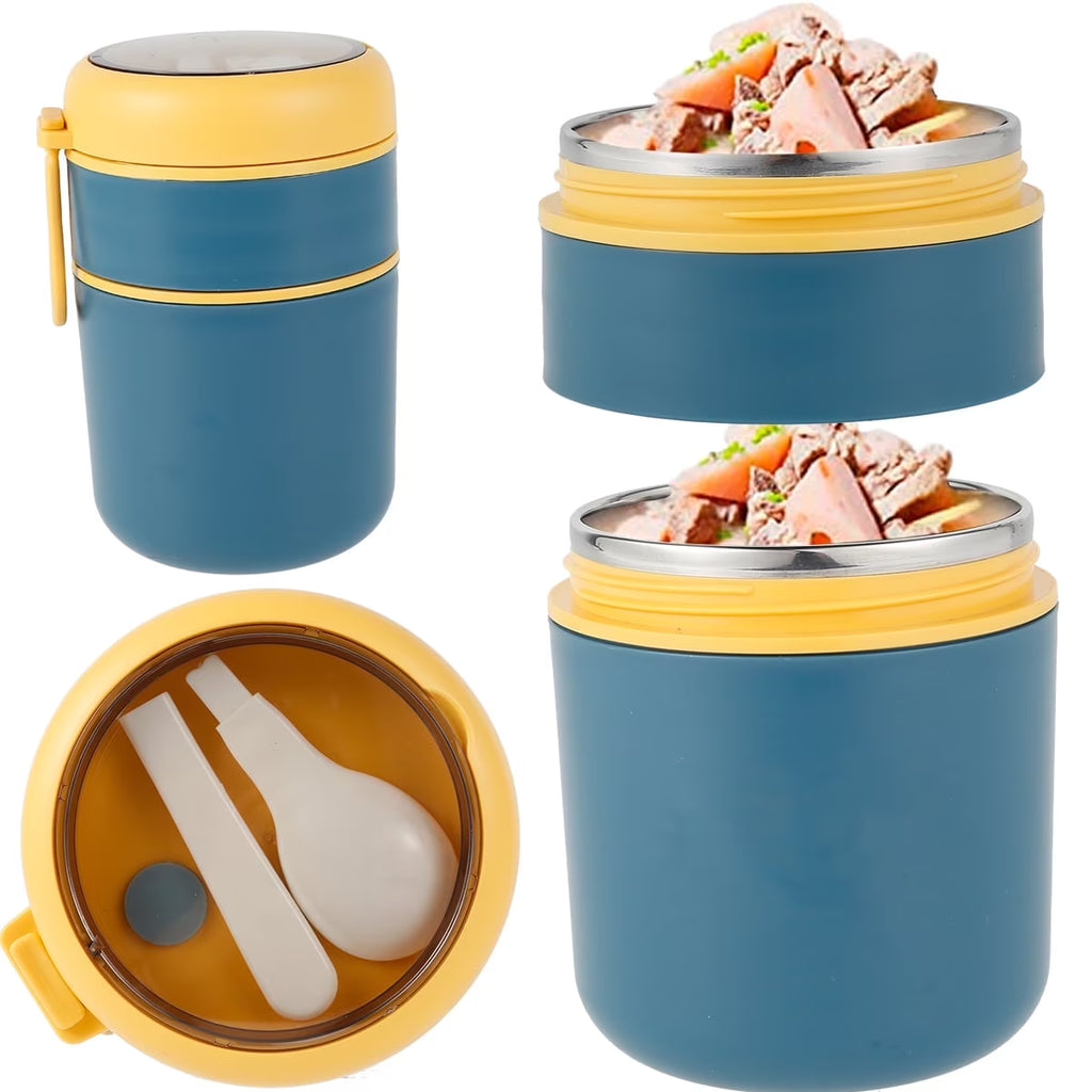 Vacuum Insulated Food Jar for Kids with Foldable Spoon,24 Oz Stainless Steel Thermal Food Container Food Thermos Soup Cup