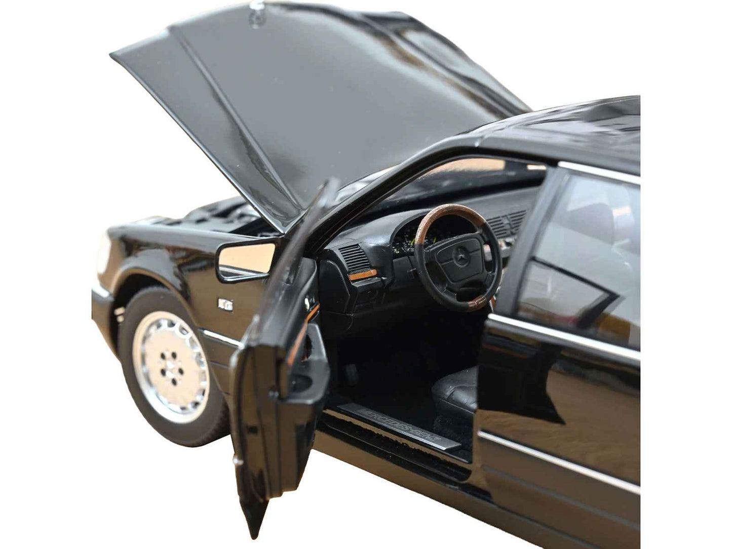 1997 Mercedes-Benz S600 Obsidian Black Metallic 1/18 Diecast Model Car by Norev