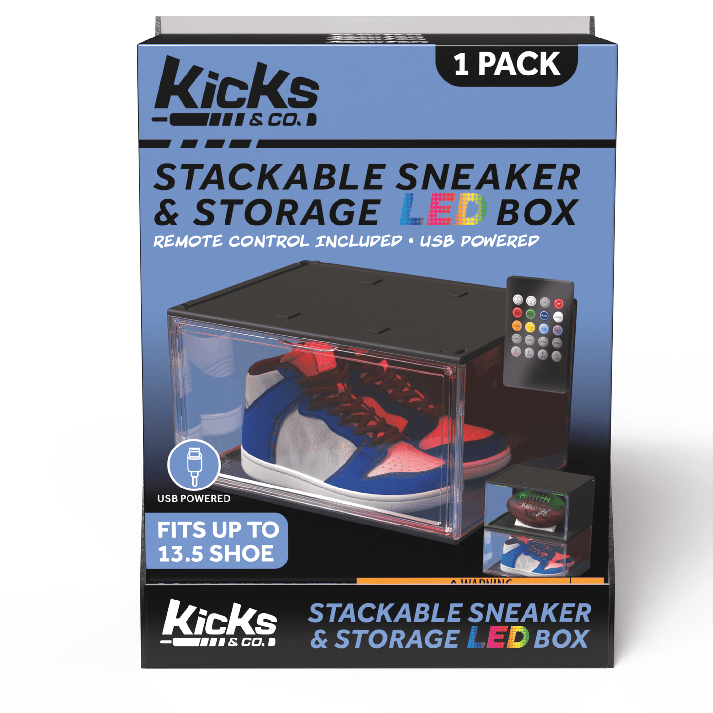 XL Clear Plastic Stackable Shoe Storage Box for Sneakers Remote Control LED Light Fits up to Size 13