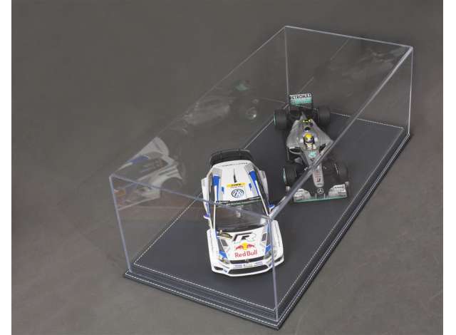 Atlantic Case Mulhouse Premium Acrylic Display Case w/ Anthracite Leather Base w/ White Stitching 1:18