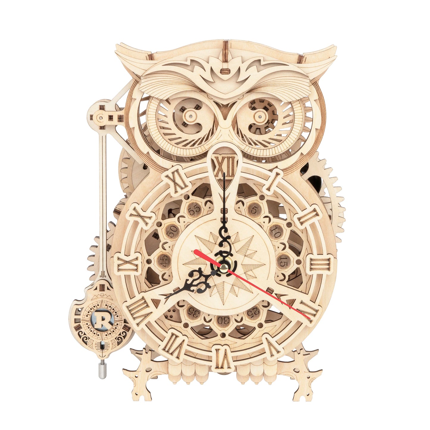 Rokr 161Pcs Creative DIY 3D Owl Clock Wooden Model Building Block Kits Assembly Toy Gift for Children Adult LK503