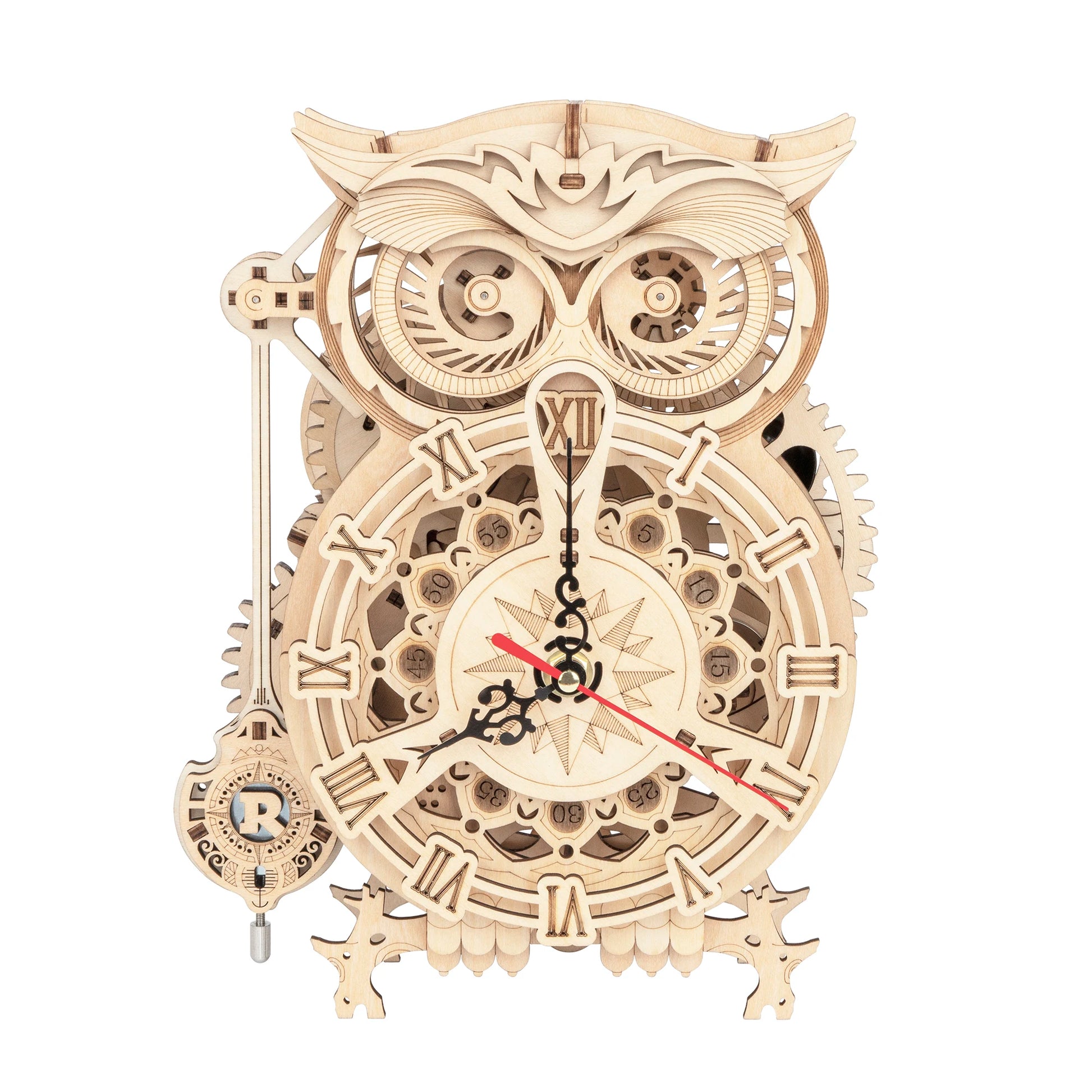 Rokr 161Pcs Creative DIY 3D Owl Clock Wooden Model Building Block Kits Assembly Toy Gift for Children Adult LK503