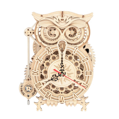 Rokr 161Pcs Creative DIY 3D Owl Clock Wooden Model Building Block Kits Assembly Toy Gift for Children Adult LK503