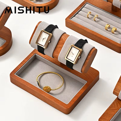 MISHITU T-Shaped Watch Stand Wooden Jewelry Watch Display Stand Watch Storage Holder Bracelet Jewelry Display Watch Storage Rack