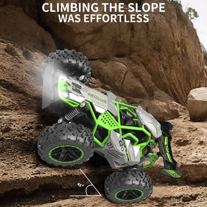 Remote Control Car, 2.4Ghz High Speed RC Cars Toys, 15MPH RC Truck off Road with LED Headlight,Christmas Birthday Gifts for 8 11 Year Old Boys Kids,Green