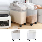 Large Airtight 20Lb Rice Container Food Storage Cereal Container Pet Dog Food Container with Wheels + Hot Dog Storage for Fridge