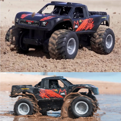 Amphibious Remote Control Car Truck Toys, 1:16 All Terrain 4WD Off-Road RC Car Waterproof, RC Monster Truck for Boys/Girls, Kids Pool Toys Gifts, Red , 2 Batteries