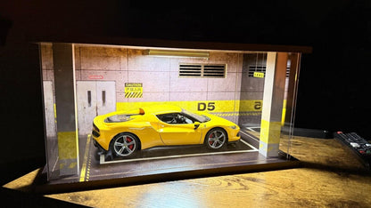 1/18 Scale Model Car Display Case Clear Acrylic Car Garage Display Case LED