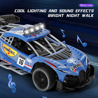 1:16 Remote Control Car, 4WD RC Drift Car with Lights and Spray Function, All Terrain off Road RC Vehicle for Kids