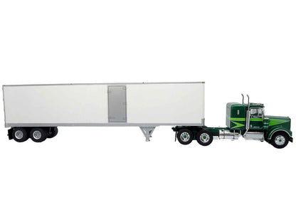 1976 Kenworth W900A Tractor with Dry Goods Trailer Green Metallic with Light Green Graphics "Vintage Heavy Haul Truck Collection" 1/43 Diecast Model by Iconic Replicas