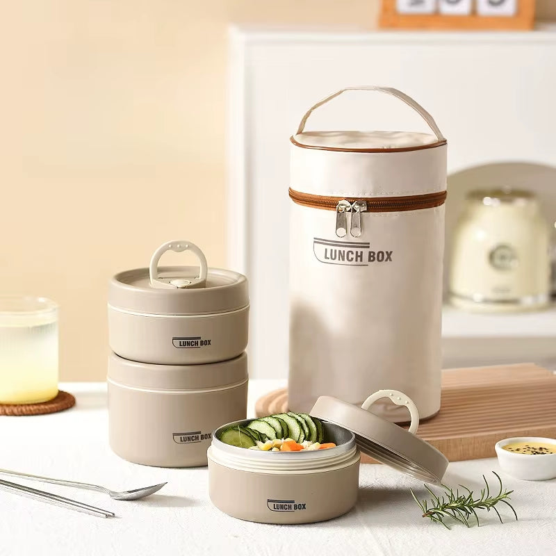 Portable Insulated Food Lunch Container Set Thermal Lunch Box 3 Separate Stackable Lunch Container Bento Box Food Container