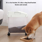 Large Airtight 20Lb Rice Container Food Storage Cereal Container Pet Dog Food Container with Wheels + Hot Dog Storage for Fridge