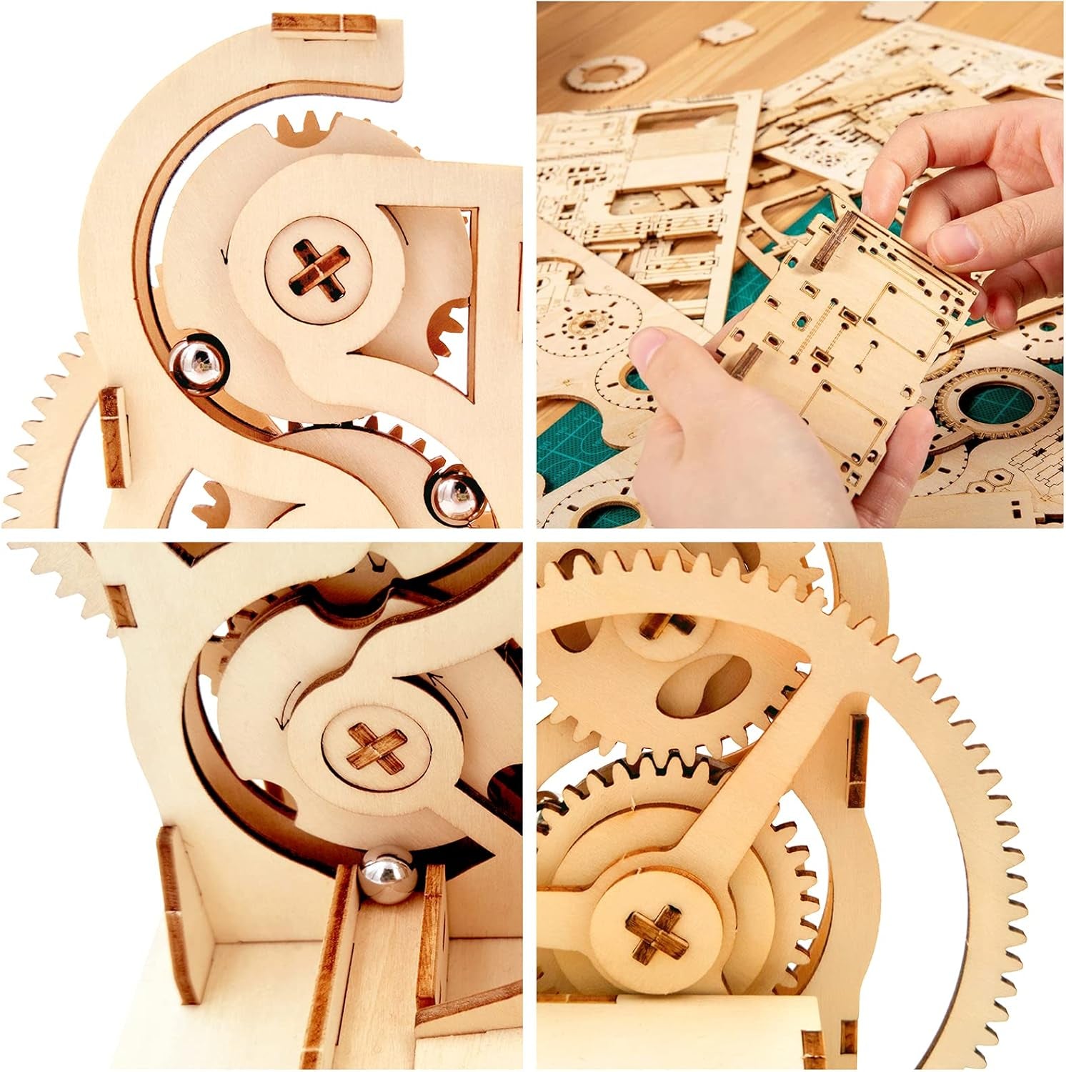 Solar 3D Wooden Puzzle Marble Run DIY Model Kit Craft Sets Wood Mechanical Toys Experiments Projects Birthday Gift for Adult Men Age 14+ Years Old