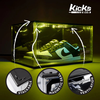 XL Clear Plastic Stackable Shoe Storage Box for Sneakers Remote Control LED Light Fits up to Size 13
