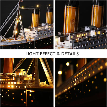 Cubicfun Titanic 3D LED Puzzles for Adults 88 CM 266 Pieces,Titanic Toys for Teens, Home Decor Birthday Gifts Adults Gifts for Mom