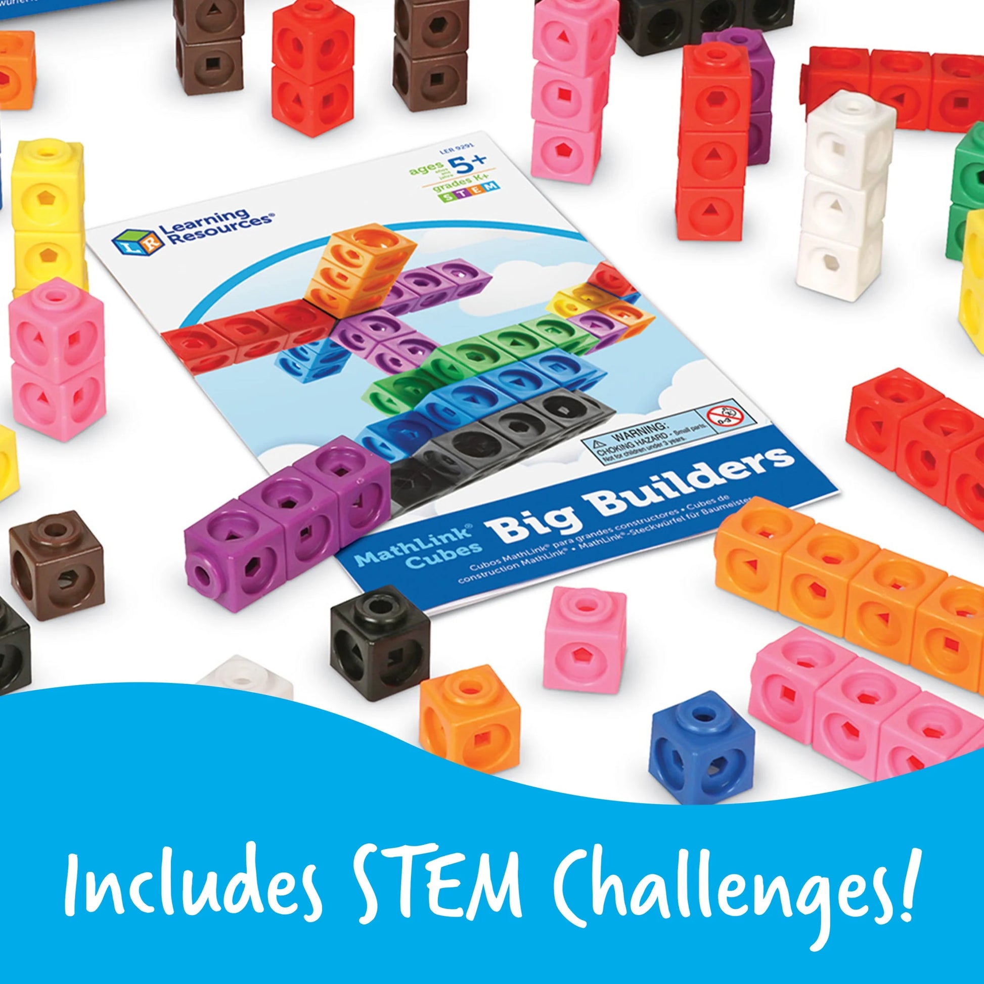 Mathlink Cubes Big Builders - Math Manipulatives Kindergarten Games, Ages 5+