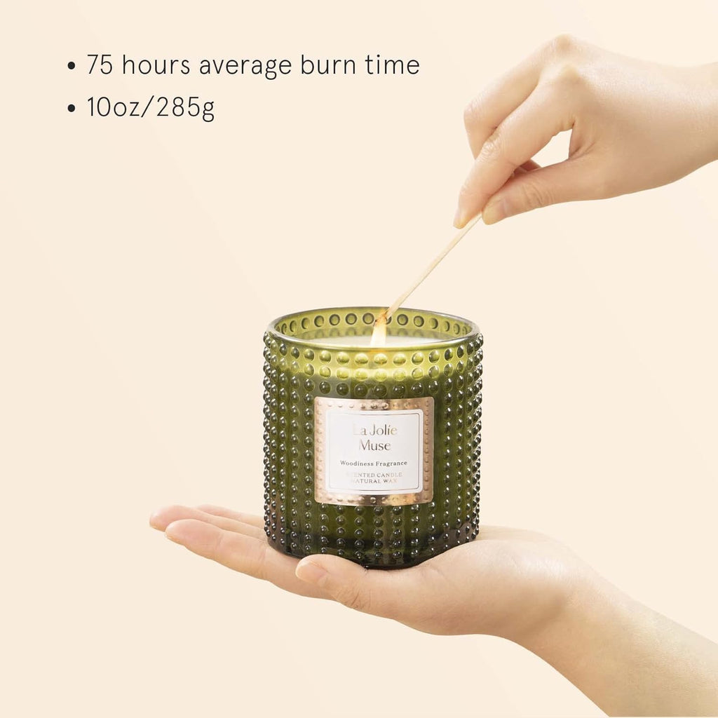 LA JOLIE MUSE Scented Candles, Holiday Candles for Home Scented, Woodiness Fragrance, Natural Soy Wax Candles, 75 Hours Long Burning, 10Oz