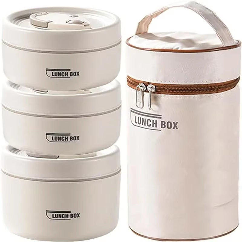 Portable Insulated Food Lunch Container Set Thermal Lunch Box 3 Separate Stackable Lunch Container Bento Box Food Container