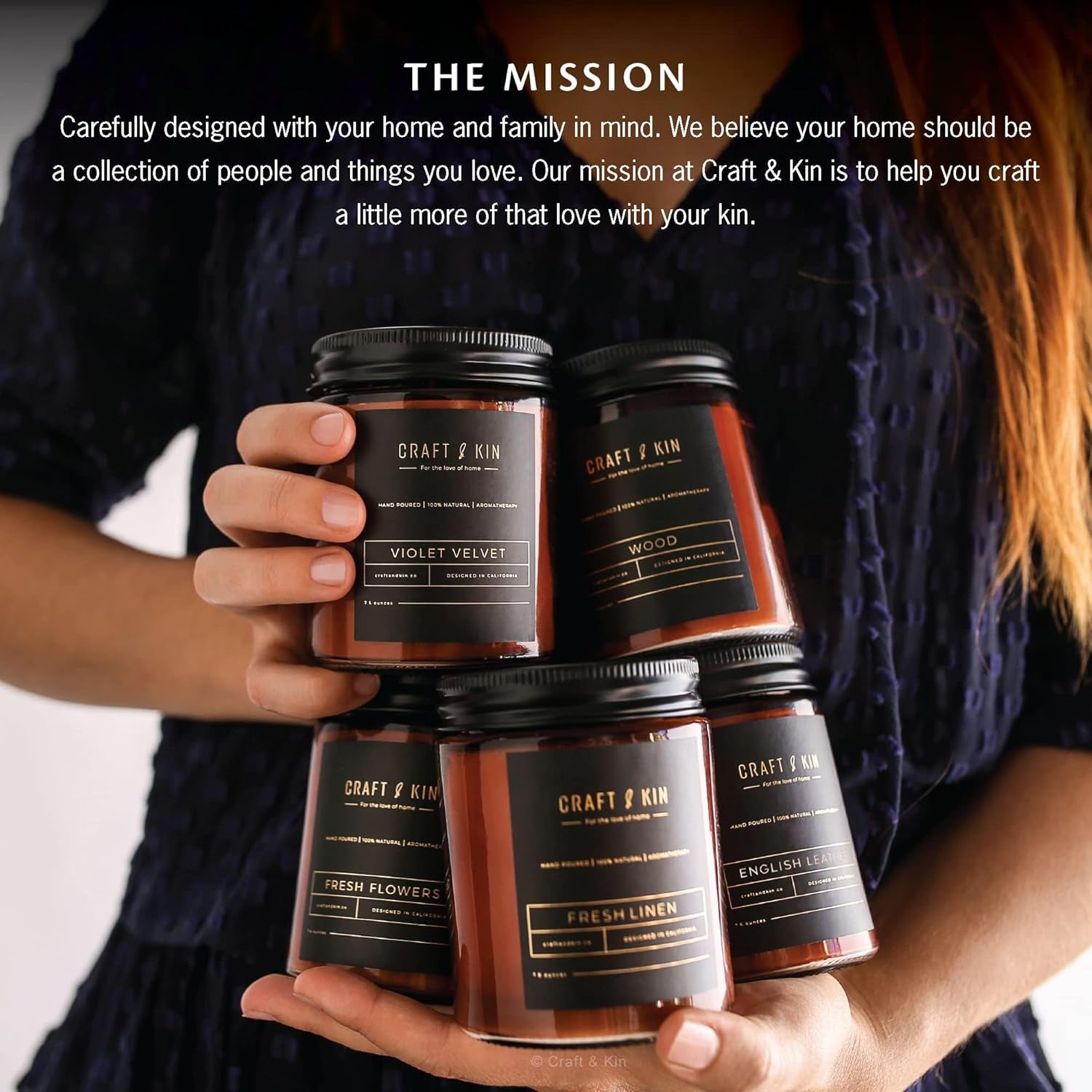 Craft & Kin Christmas Scented Candles for Men | Premium Whiskey Caramel Winter Candle | All-Natural Scent for Home | Long Lasting Holiday Candles with 45 Hour Burn Time, 8Oz