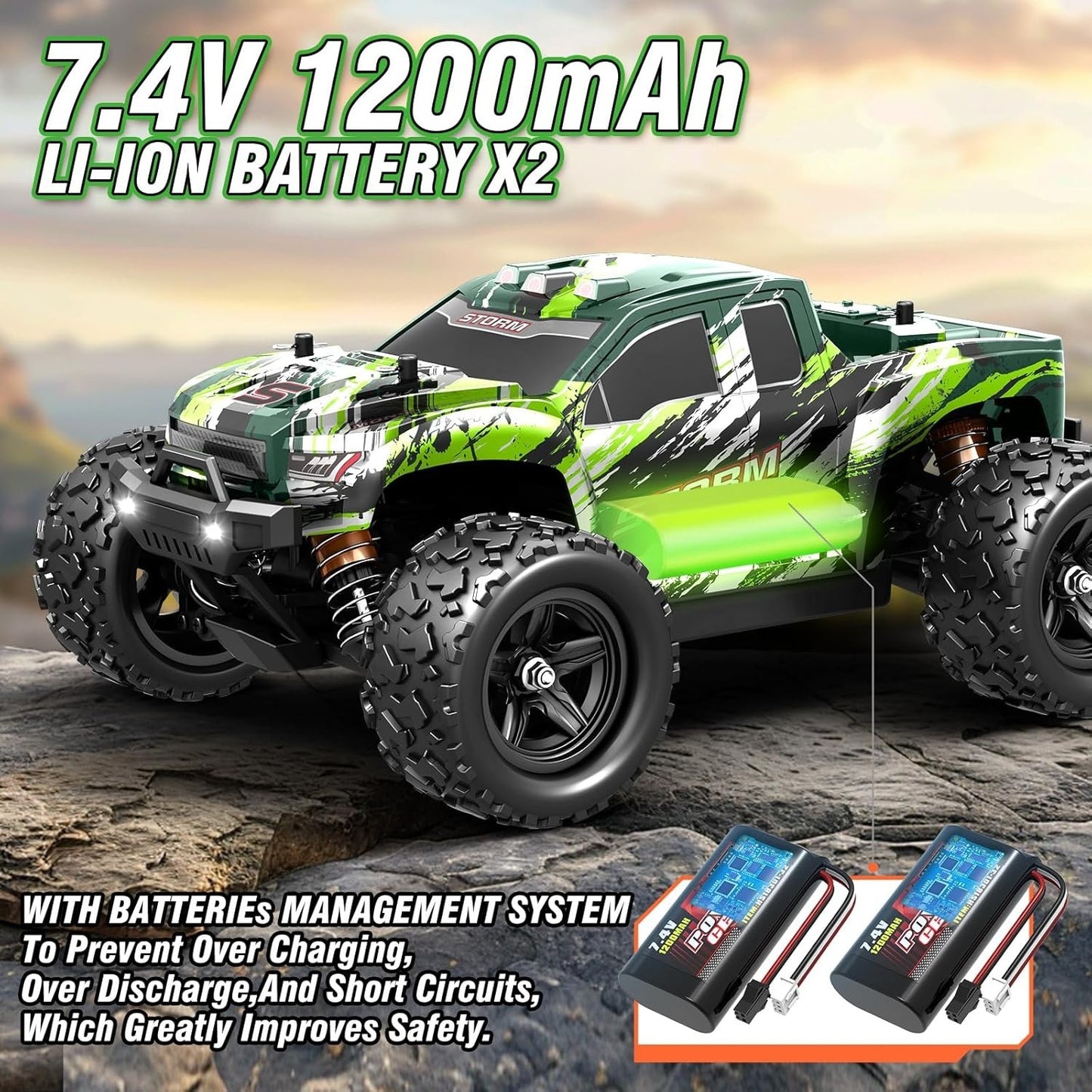 1/18 Brushless RC Cars for Adults Fast + Mph, RC Trucks 4X4 Offroad Waterproof