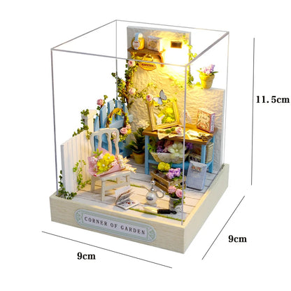 DIY 3D Puzzles Wooden Toy Miniature Dollhouse Handmade Doll House Model Building Kits Coffee House Toys for Children Gifts