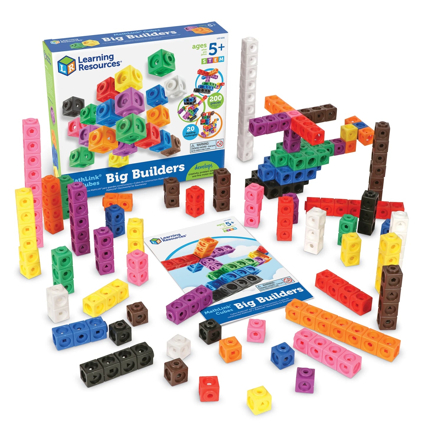 Mathlink Cubes Big Builders - Math Manipulatives Kindergarten Games, Ages 5+