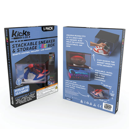 XL Clear Plastic Stackable Shoe Storage Box for Sneakers Remote Control LED Light Fits up to Size 13