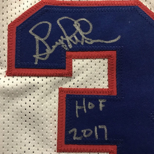 Framed Autographed/Signed George McGinnis HOF 2017  35x39 Philadelphia White Basketball Jersey JSA COA