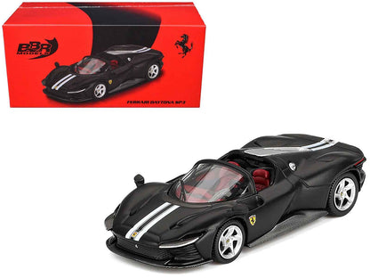 BBR Ferrari Daytona SP3 Matt Black White Stripes Red Interior 1:64