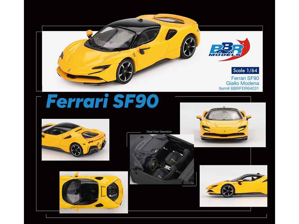 BBR Ferrari SF90 Giallo Modena Yellow Black Top 1:64