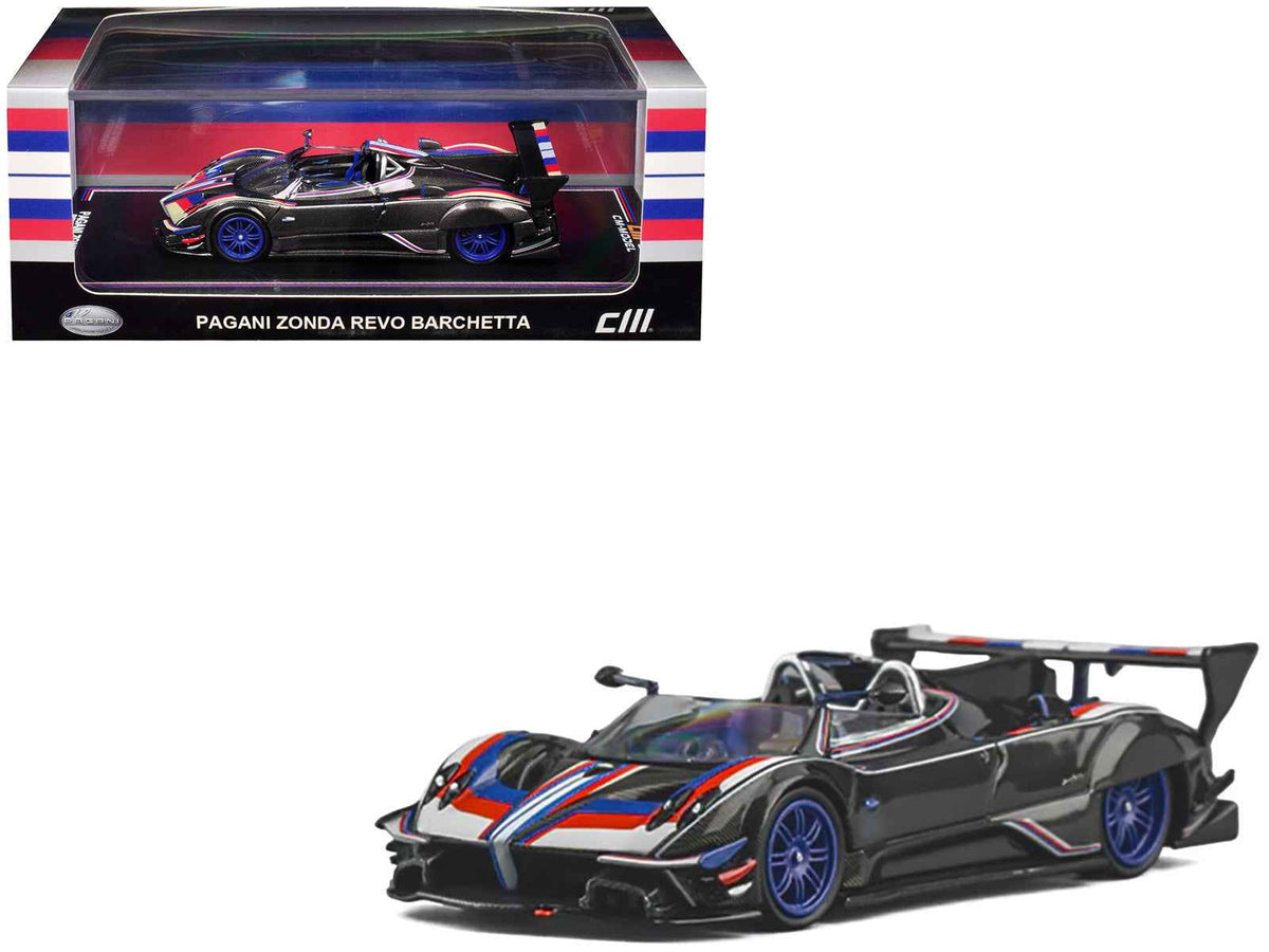 CM Model Pagani Zonda Revo Barchetta Carbon Red White Blue Stripes 1:64