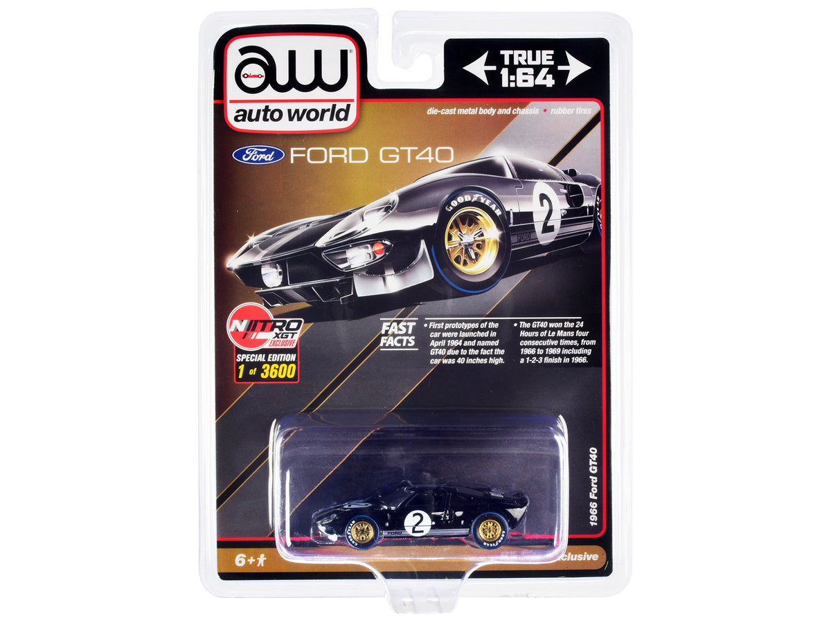 1966 Ford GT40 #2 Black RHD 1:64 - Auto World