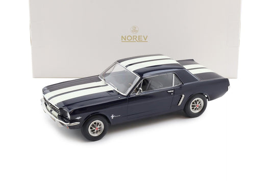 Norev 1965 Ford Mustang Hardtop Coupe Nightmist Blue Metallic 1:18