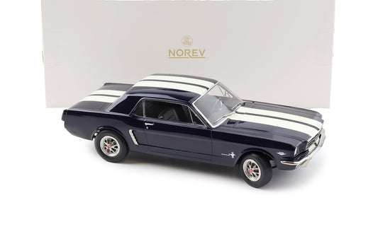 Norev 1965 Ford Mustang Hardtop Coupe Nightmist Blue Metallic 1:18